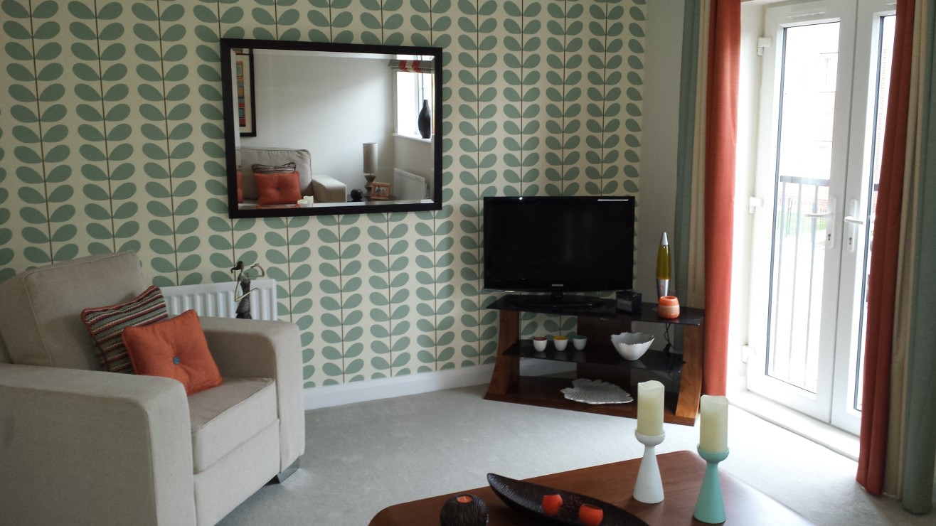 Image of Well decorated living room with modern furniture